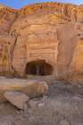 Saudi Arabia, Medina, Al-Ula, Hegra. Nabatean rock cut ruins at the Hegra Archaeological Area. Art Print